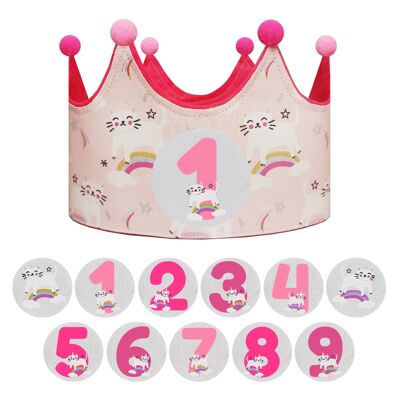 Interchangeable number crown 1 to 9 years “Cats”
