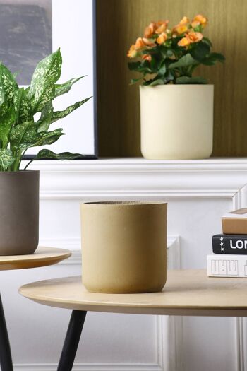 Nouveau pot de plantes en ciment | Couleur Caramel Chic Industriel | Poids léger | Pot à gobelet d'intérieur | 3 couleurs & tailles 5