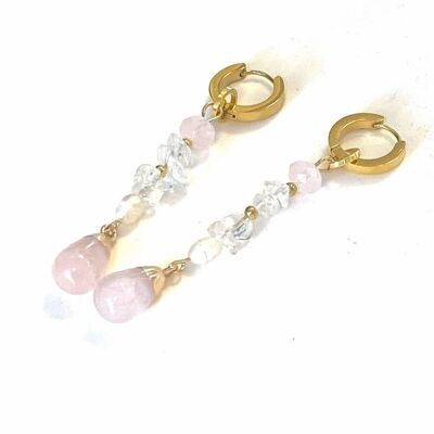 Earrings Rose Quartz/Clear Quartz