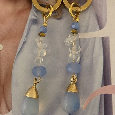 Boucles d'oreilles Opale/Quartz Clair