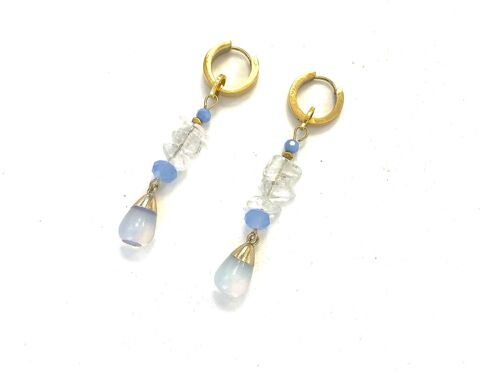 Earrings Opal/Clear Quartz