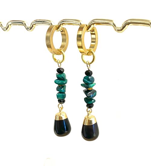 Earrings Onyx/Malachite