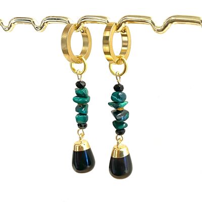 Earrings Onyx/Malachite