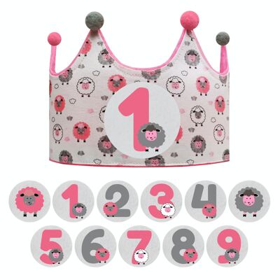 Interchangeable crown of numbers 1 to 9 years "Sheep"