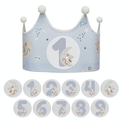 Interchangeable crown of numbers 1 to 9 years "Blue Mouse"