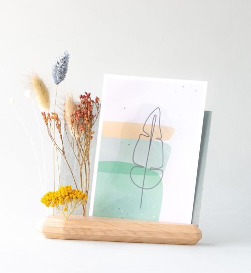 Porte-carte avec fleurs séchées en chêne français - Fleurs séchées à gauche - porte-polaroid - photo - présentoir d'impression