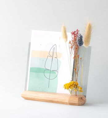 Porte-carte avec fleurs séchées en chêne français - Fleurs séchées à doite - porte-polaroid - photo - présentoir d'impression 6