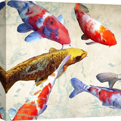 Modern painting, print on canvas: Teo Rizzardi, Pesci Koi I