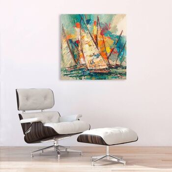 Tableau avec voiliers, impression sur toile : Luigi Florio, Régate sur l'océan 3