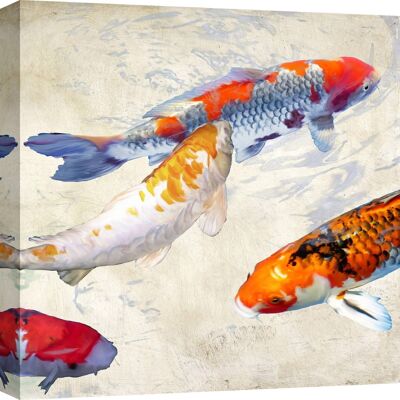 Modern painting, print on canvas: Teo Rizzardi, Pesci Koi II