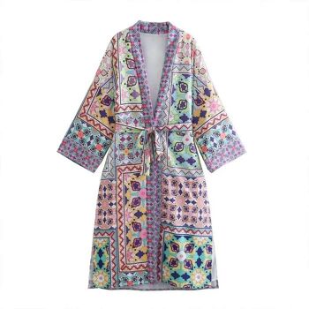 Kimono femme | bohème | dessins vintage | longue | coloré 1