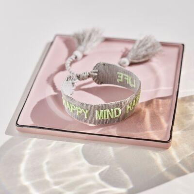 Happy mind happy life statement bracelet