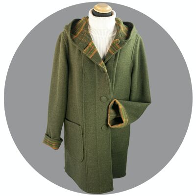 2-in-1 Jacke mit Kapuze zum wenden. Olive Curry Karo