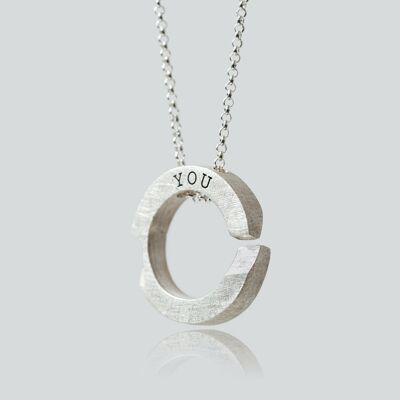 Colliers "toi et moi" en argent sterling massif avec deux cercles imbriqués cadeau d'amitié cadeau de couple