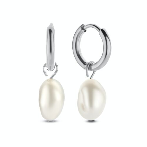 CO88 hoop earrings 11mm w/ pendant baroque pearl IPS