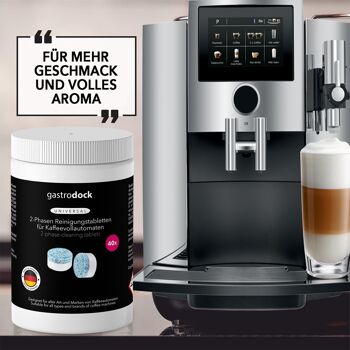 Pastilles de nettoyage à 2 phases pour machines à café entièrement automatiques [40 x 3,5 g] MADE IN GERMANY - pastilles de nettoyage pour machines à café - compatibles avec Siemens, Jura, Krups, Bosch, Miele, Melitta, WMF - dégraissant à café 3