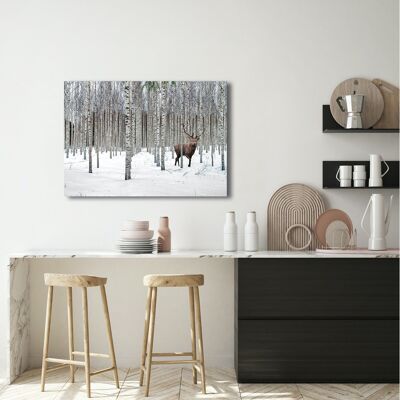 Photographie sur toile : Pangea Images, Cerf dans la forêt de bouleaux, Norvège