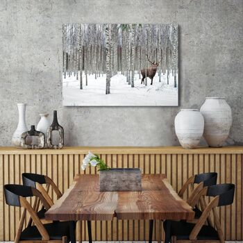 Photographie sur toile : Pangea Images, Cerf dans la forêt de bouleaux, Norvège 4