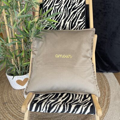 Coussin en velours Taupe