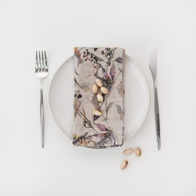 Meadow on Natural Linen Napkins Set of 2