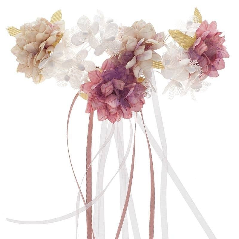 Kopfschmuck zur Kommunion Vinse Rosa Mauve.