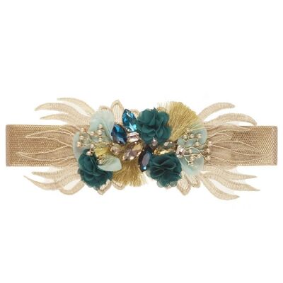 Ceinture Fleurs Haina Aigue Marine