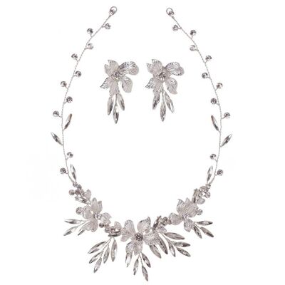 Chantal silver necklace and earrings set