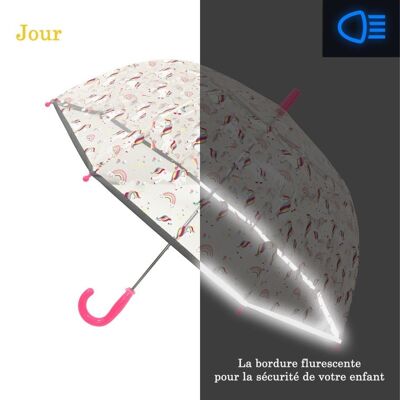 Parapluie enfant transparent licorne rose