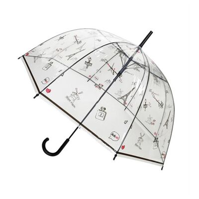 Parapluie long transparent symboles Paris