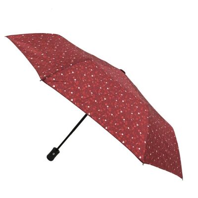 Petit parapluie pliant automatique Magritte rouge grenat