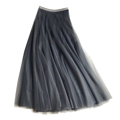 Tulle layer skirt in charcoal grey, large