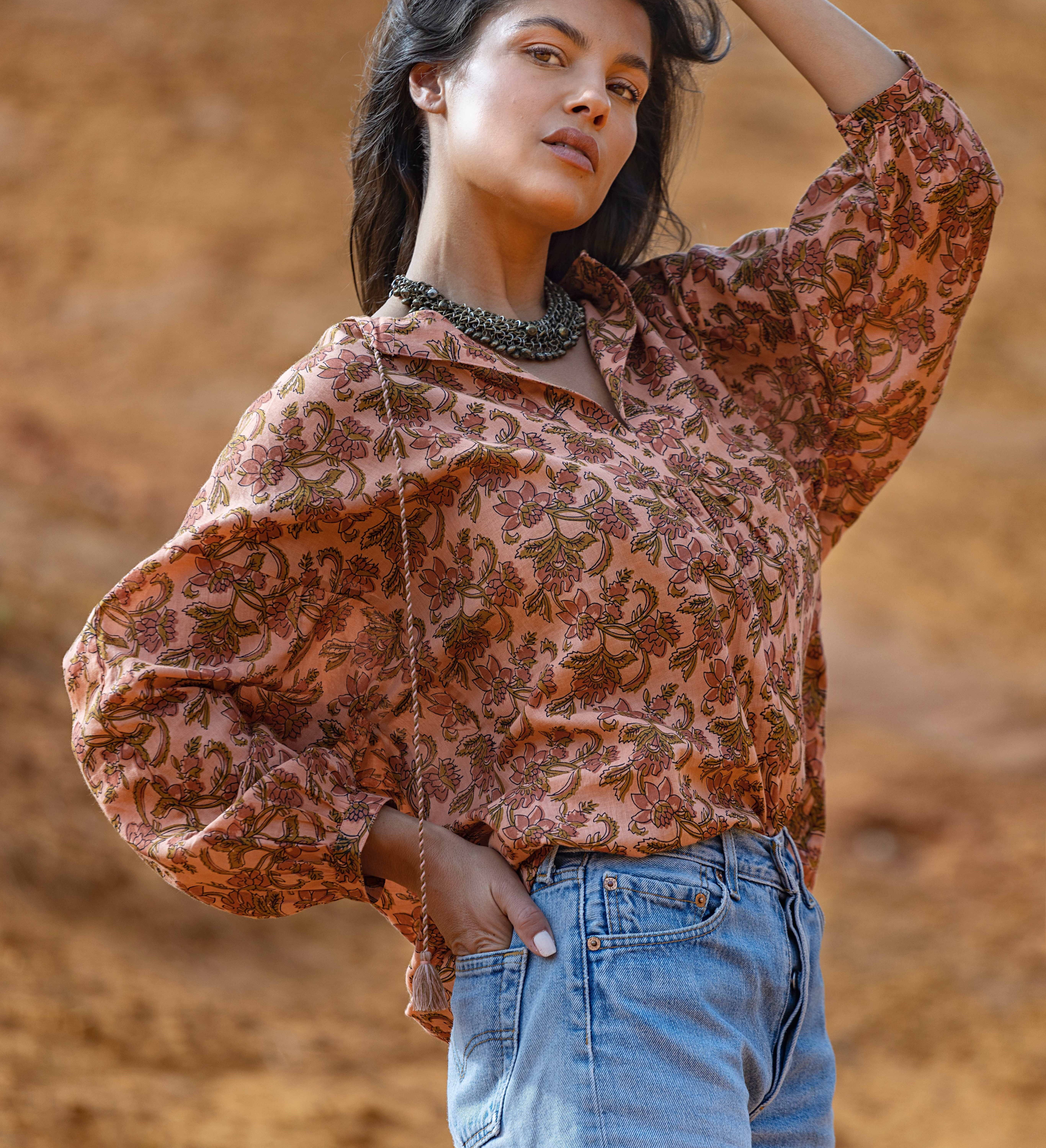 Blusa con stampa indiana Rishikesh