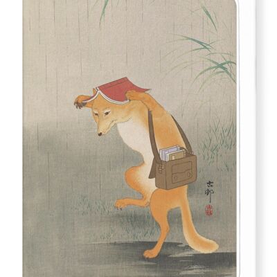 BOOK LOVING FOX Japanese Greeting Card