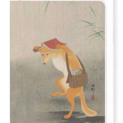 BOOK LOVING FOX Cartolina d'auguri giapponese