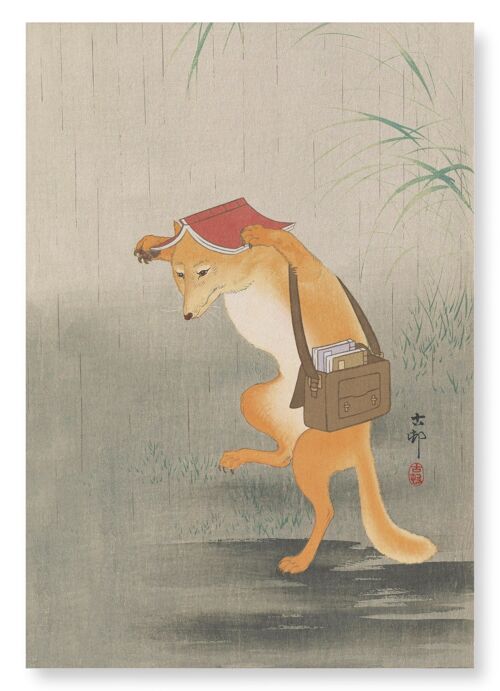BOOK LOVING FOX Japanese Art Print