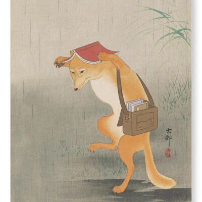 BOOK LOVING FOX Japanese Art Print