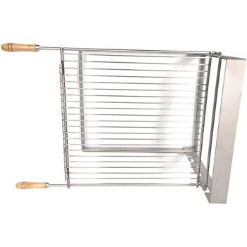 Support grille  barbecue encastrable avec grille en acier inoxydable pour cheminée ou barbecue exterieur Grilloir 2