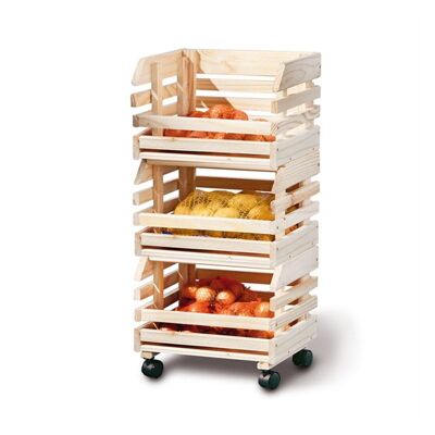 Stackable fruit and vegetable crates with wheels