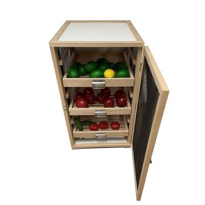 Beech vegetable pantry with metal drawer handles (3 drawers with metal handles included)