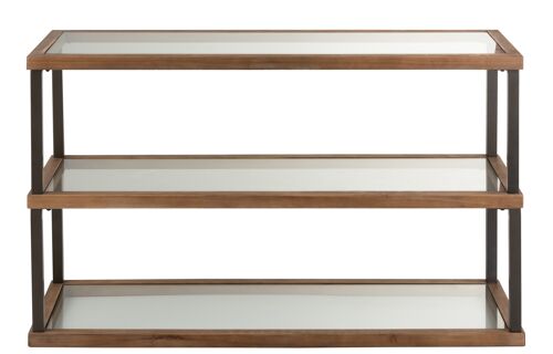 CONSOLE 3NIV VERRE/BOIS MARRON (132x46x79cm)