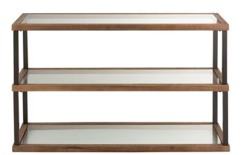 CONSOLE 3NIV VERRE/BOIS MARRON (132x46x79cm) 1