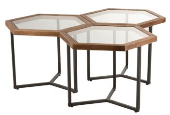 S/3 TABLE D'APP HEX VER/BS MAR (124x120x51cm) 1