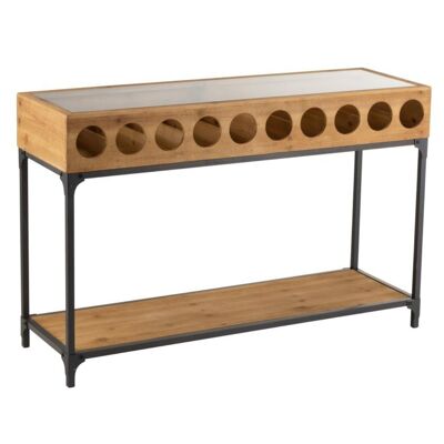 CONSOLE WINE BOTTLE WOOD NAT (120x38x76,5cm)