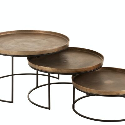 S/3 TABLE GIG RND ALU RUST (77x77x40cm)