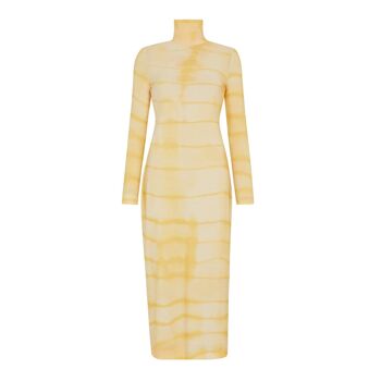 Robe à col roulé jaune Shibori 2