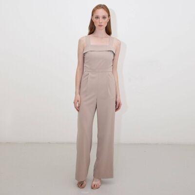 Nude Tuxedo Jumpsuit