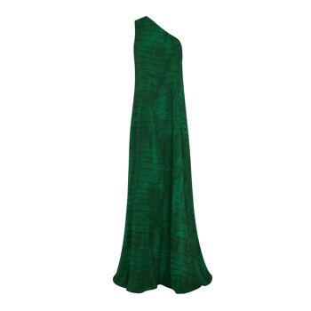 Robe longue trapèze verte Shibori 2