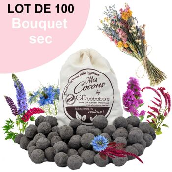Sac de 100 Bombes à graines "Spécial Mélange bouquet sec" 1
