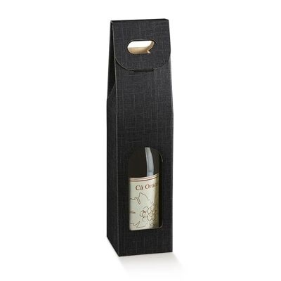 Bolsa de regalo de embalaje de exhibición de vino para 1 botella - NEGRO