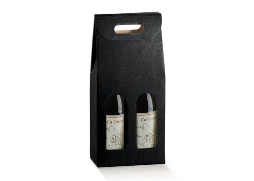 Wine Display Packaging Gift Bag for 2 Bottles - BLACK